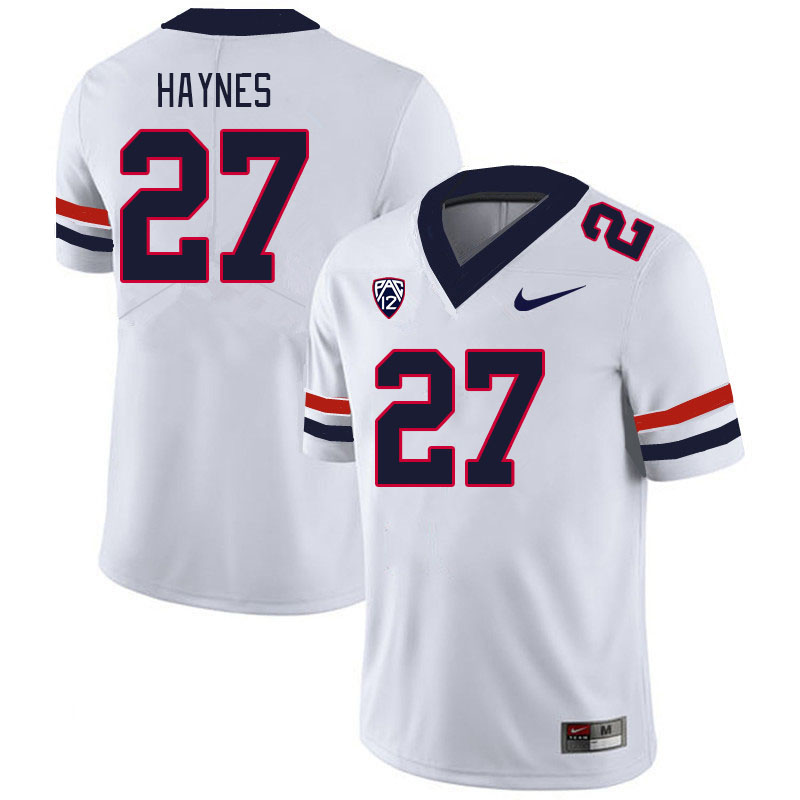 Men #27 Rex Haynes Arizona Wildcats College Football Jerseys Stitched-White - Click Image to Close